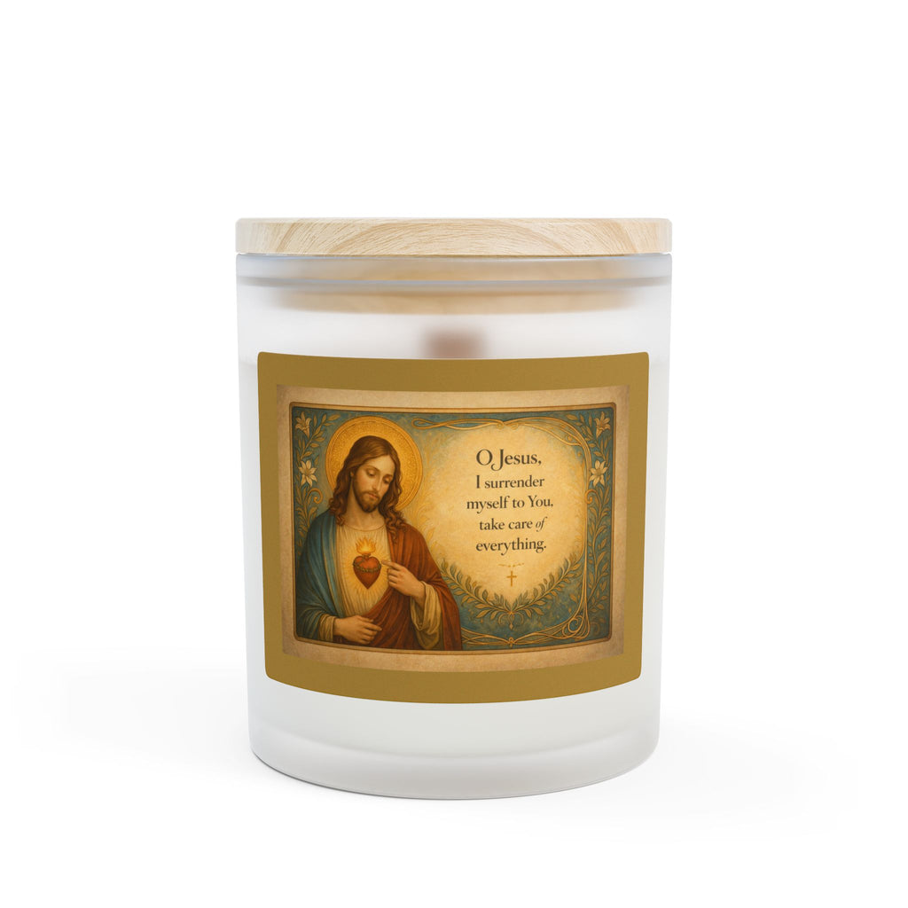 Sacred Heart Glass Candle — "O Jesus, I surrender myself to You" 11oz